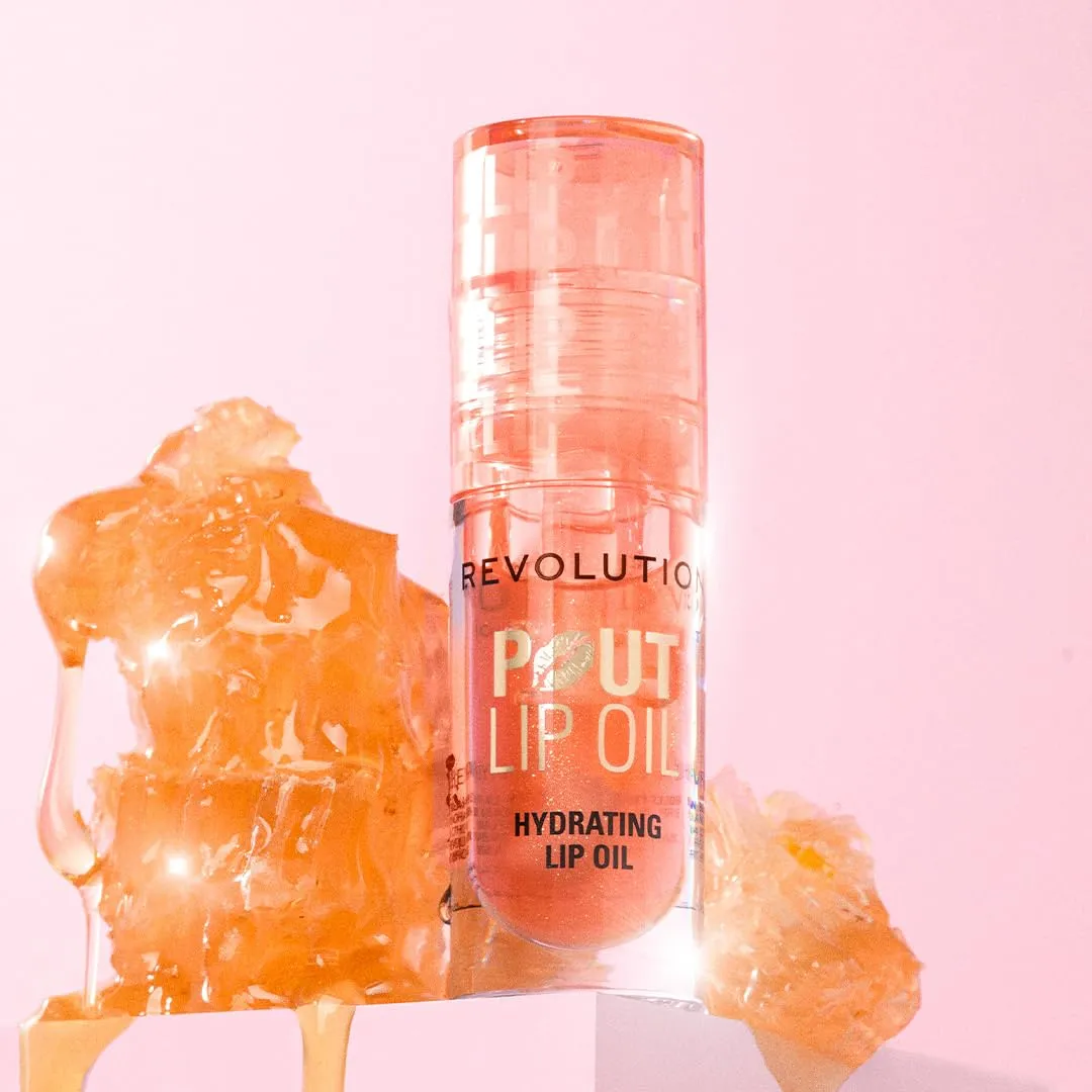 Revolution, Pout Lip Oil, Nourishing Tinted Lip Oil, High Shine, Non-Sticky Finish, Vegan & Cruelty-Free, Honey Shimmer, 0.13 oz (Pack of 2)