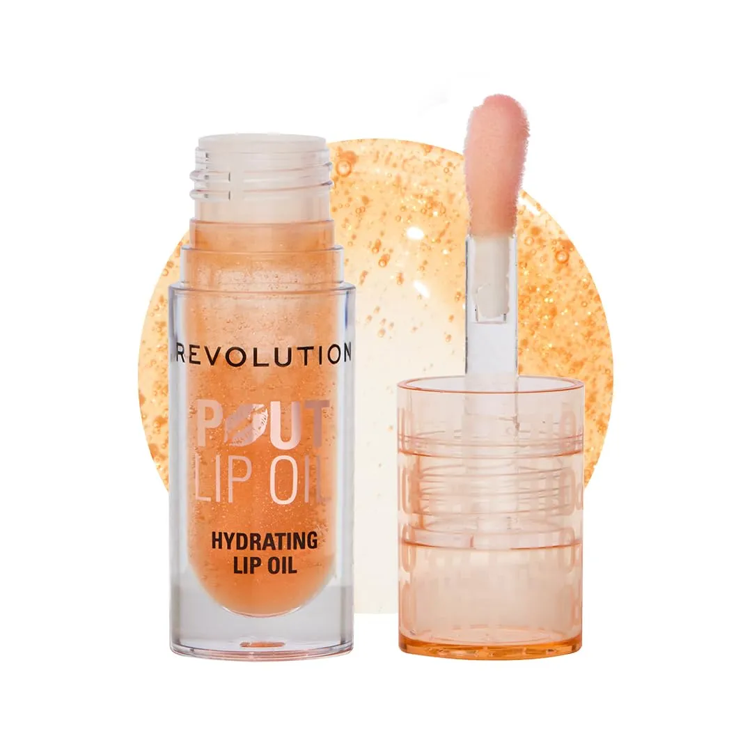 Revolution, Pout Lip Oil, Nourishing Tinted Lip Oil, High Shine, Non-Sticky Finish, Vegan & Cruelty-Free, Honey Shimmer, 0.13 oz (Pack of 2)