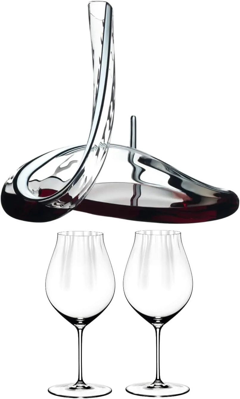 Riedel Decanter Mamba Fatto A Mano with Performance Pinot Noir Wine Glass (2-Pack) Bundle (2 Items)