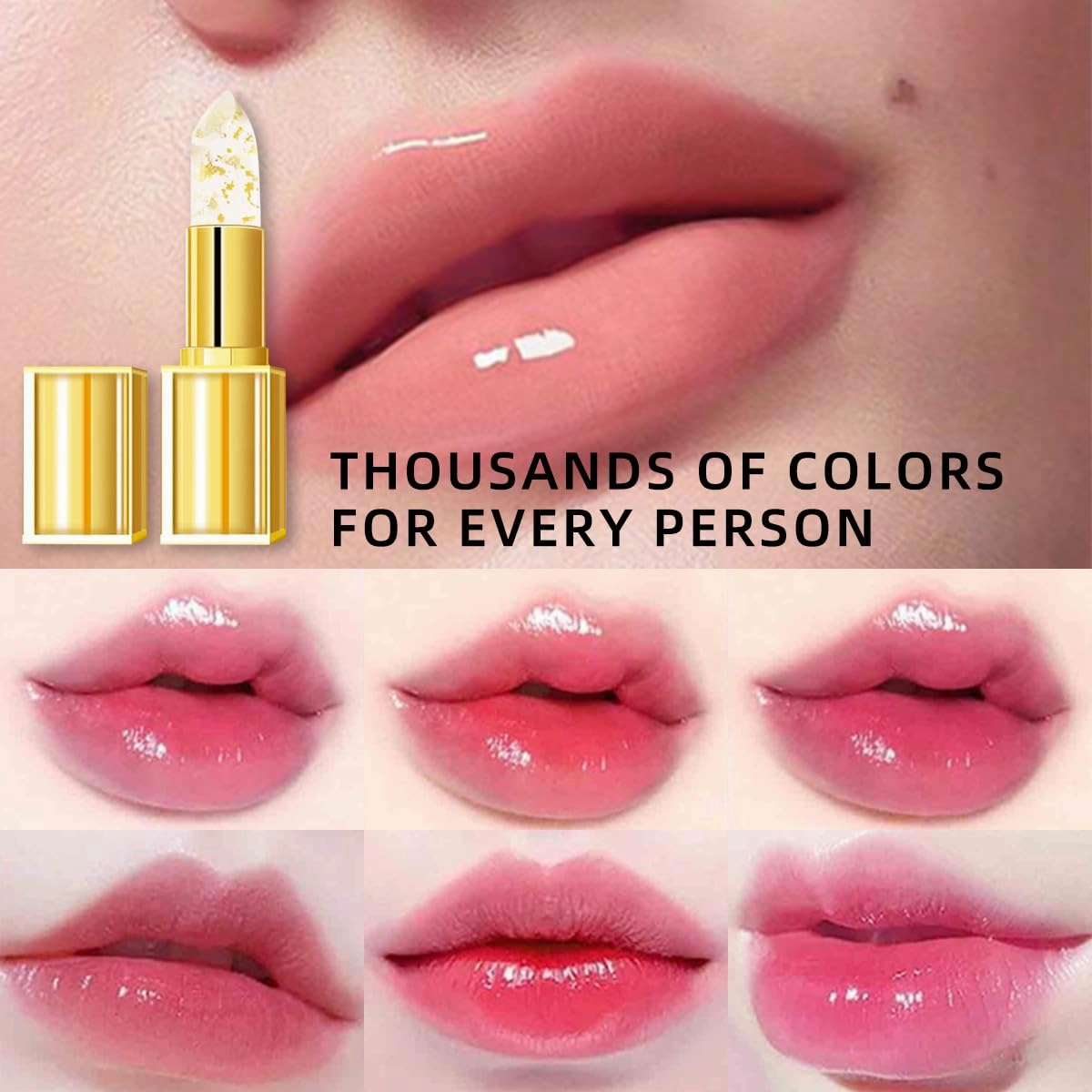 Roarrave Mood Lipstick, Clear Lipstick That Changes Color, Gold Crystal Colors Changed Lip Stick for Women Long-Lasting Moisturizer & Nourishing Lip Gloss (3pcs)