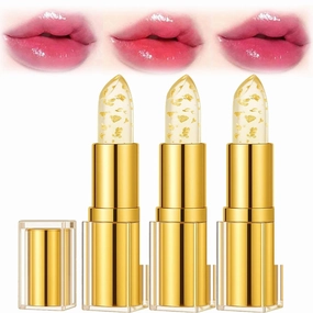 Roarrave Mood Lipstick, Clear Lipstick That Changes Color, Gold Crystal Colors Changed Lip Stick for Women Long-Lasting Moisturizer & Nourishing Lip Gloss (3pcs)