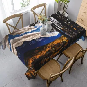 Rocky Mountain Range Print Picnic 35x55 in Rectangle Tablecloth Waterproof for Party Wedding Christmas Decor