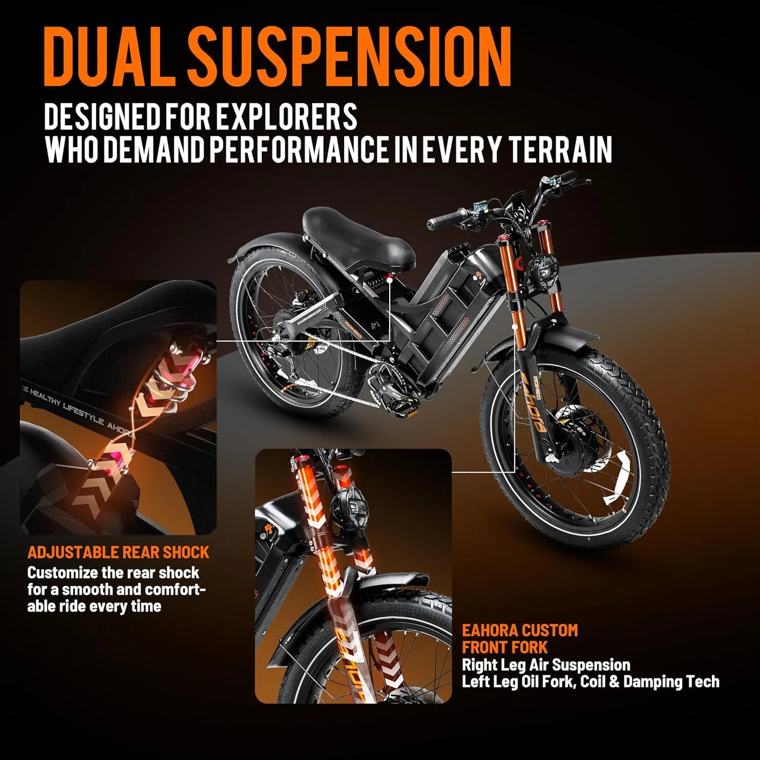 Romeo Pro 3 (2025 Launch) 5000W/1600W Electric Bike for Adults 60V/80AH 48V/60Ah 200 Miles Long Range Ebike 50Mph Dual Motors Ebike 26 * 4.0" Fat Tire Electric Mountain Bike Full Suspension