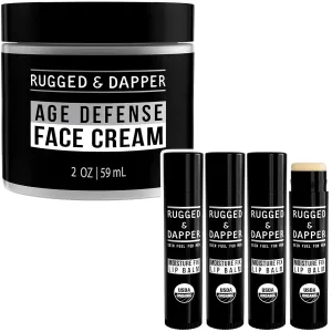 RUGGED & DAPPER Men's Face Cream and Organic Lip Balm Hydration Bundle
