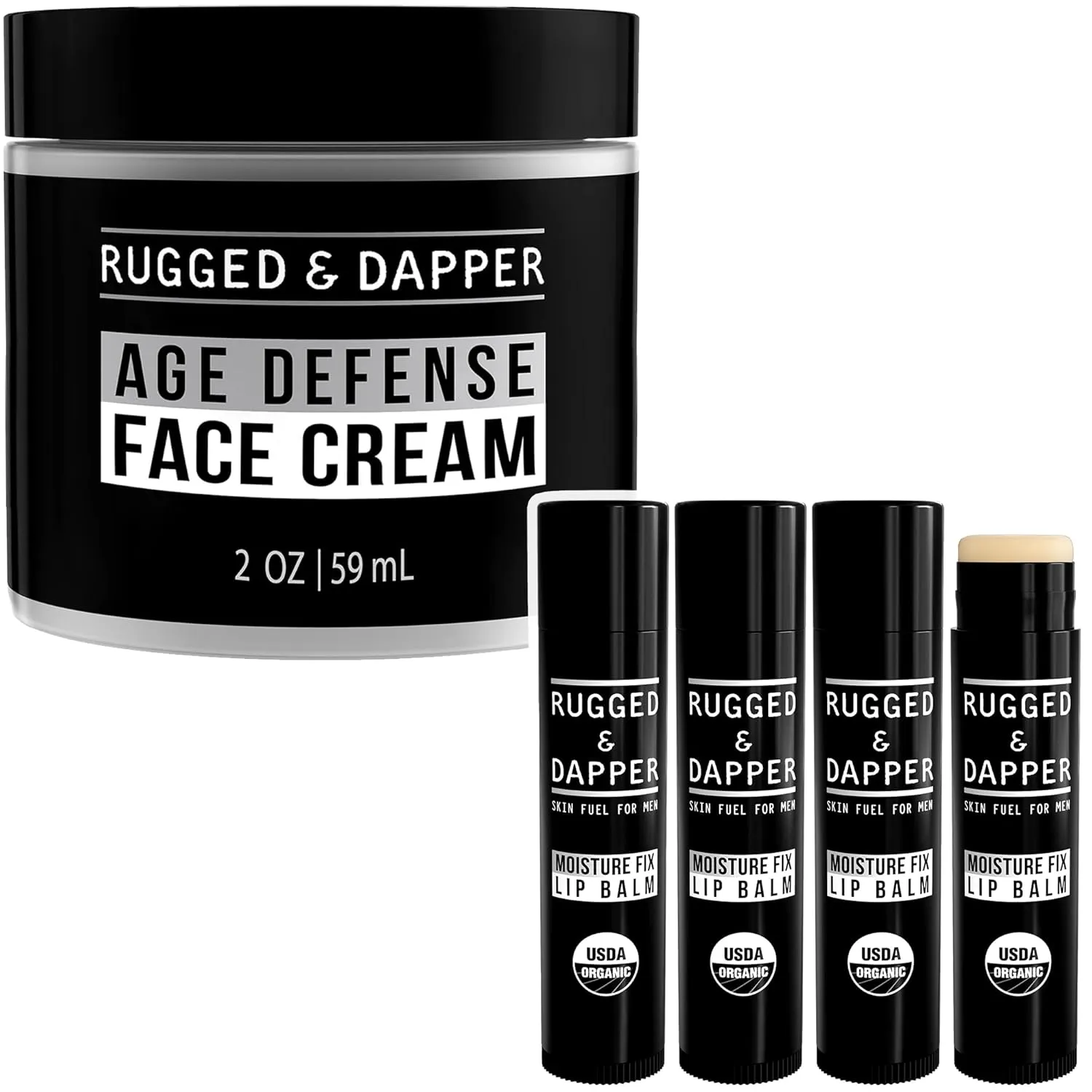 RUGGED & DAPPER Men's Face Cream and Organic Lip Balm Hydration Bundle