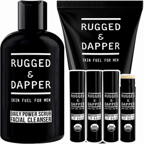RUGGED & DAPPER - Hydration Remedy Lip Balm, Age Defense Face Moisturizer and Daily Power Scrub Facial Cleanser
