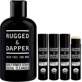 RUGGED & DAPPER Men's Lip Balm & Face Cleanser Bundle: Hydrates, Moisturizes, Protects - Skincare Bundles