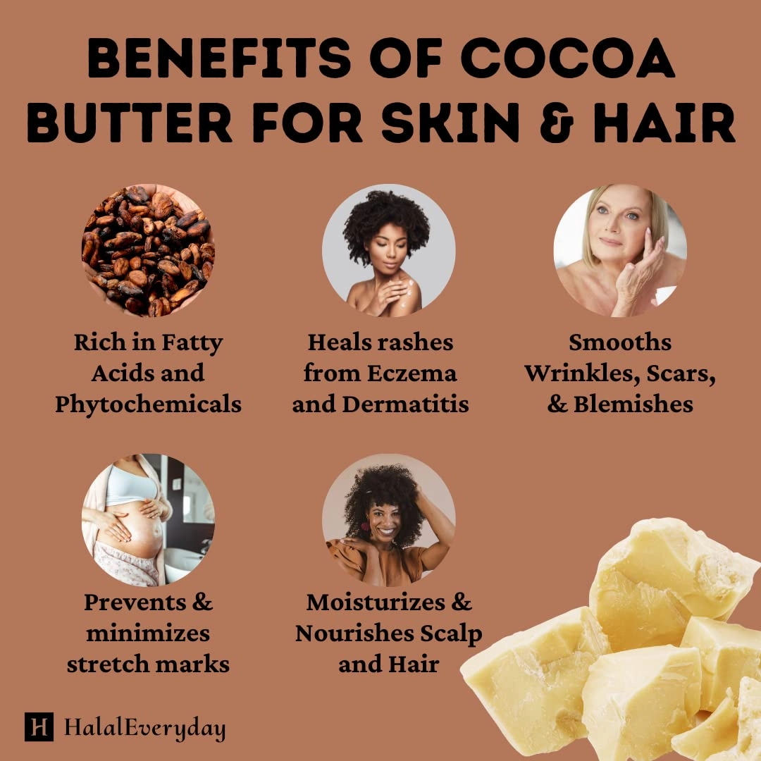 SAAQIN 5 Lb Cocoa Butter, Pure, Raw, Unprocessed. Use for Lotion, Cream, Lip Balm, Oil, Stick, or Body Butter. Non-GMO