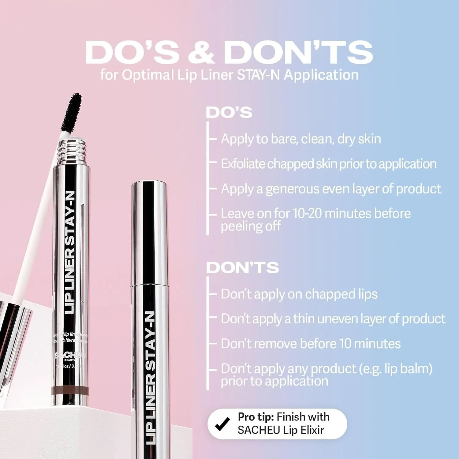 Sacheu Lip Liner Stay-N Peel Off Lip Stain — Long Lasting Matte Lip Tattoo Transfer Proof Lipstain Infused with Hyaluronic Acid & Vitamin E for All Skin Types — Vegan & Cruelty-Free, Noohde