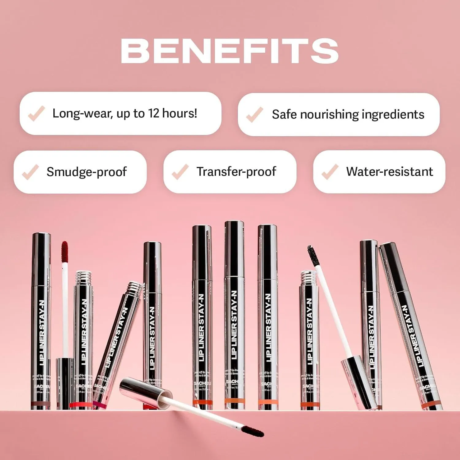 Sacheu Lip Liner Stay-N Peel Off Lip Stain — Long Lasting Matte Lip Tattoo Transfer Proof Lipstain Infused with Hyaluronic Acid & Vitamin E for All Skin Types — Vegan & Cruelty-Free, P-inked