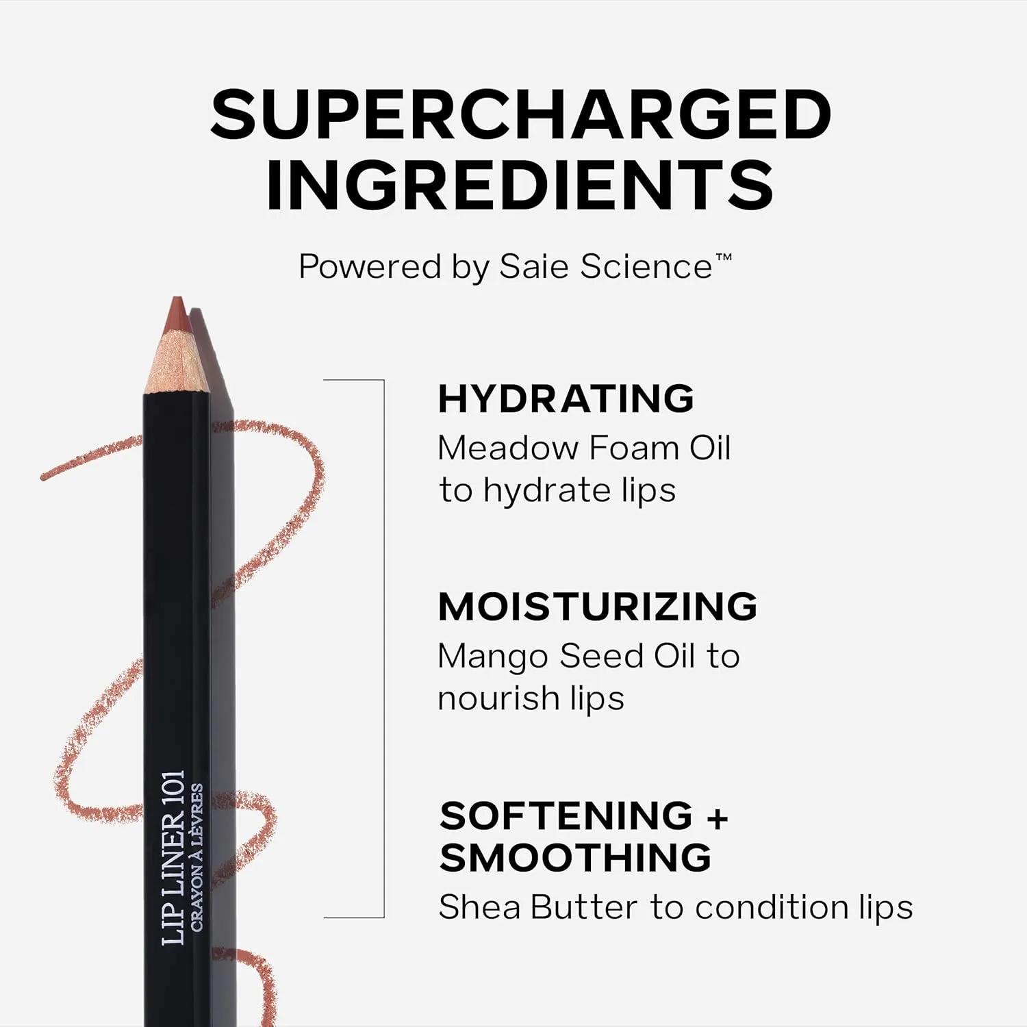 Saie Lip Liner 101 - Lip Pencil Made with a Creamy, Soft Matte Formula for a Naturally Framed or Fully Filled Look - Supercharged with Shea Butter & Jojoba Oil - Flirt (.05 oz)