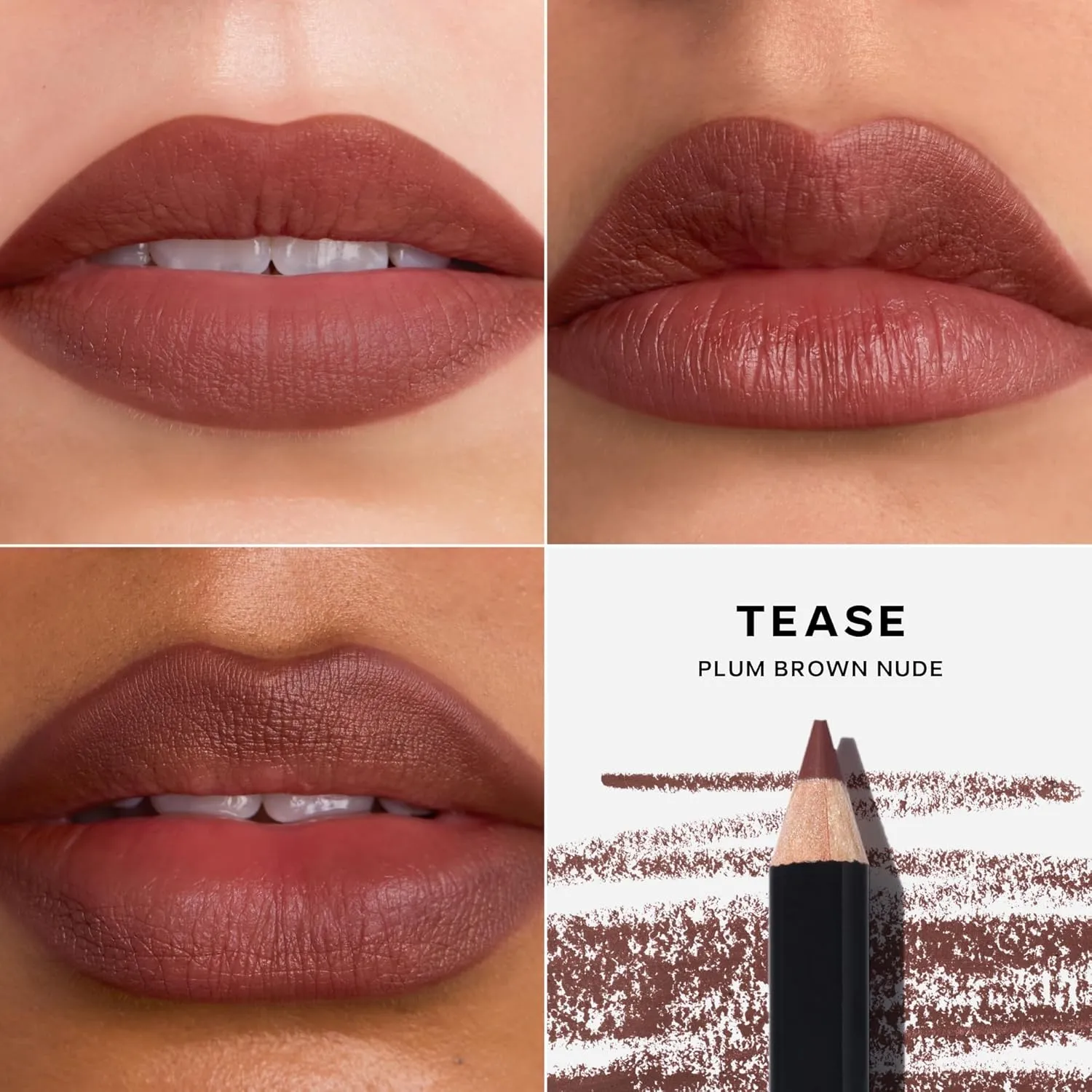 Saie Lip Liner 101 - Lip Pencil Made with a Creamy, Soft Matte Formula for a Naturally Framed or Fully Filled Look - Supercharged with Shea Butter & Jojoba Oil - Tease (.05 oz)
