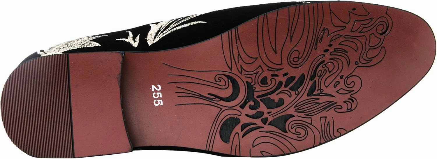 Santimon Mens Slip-On Loafers Business Dress Tuxedo Leather Lined Slippers Driving Moccasins Lightweight Embroidery Suede Luxury Formal Casual Suit Shoes
