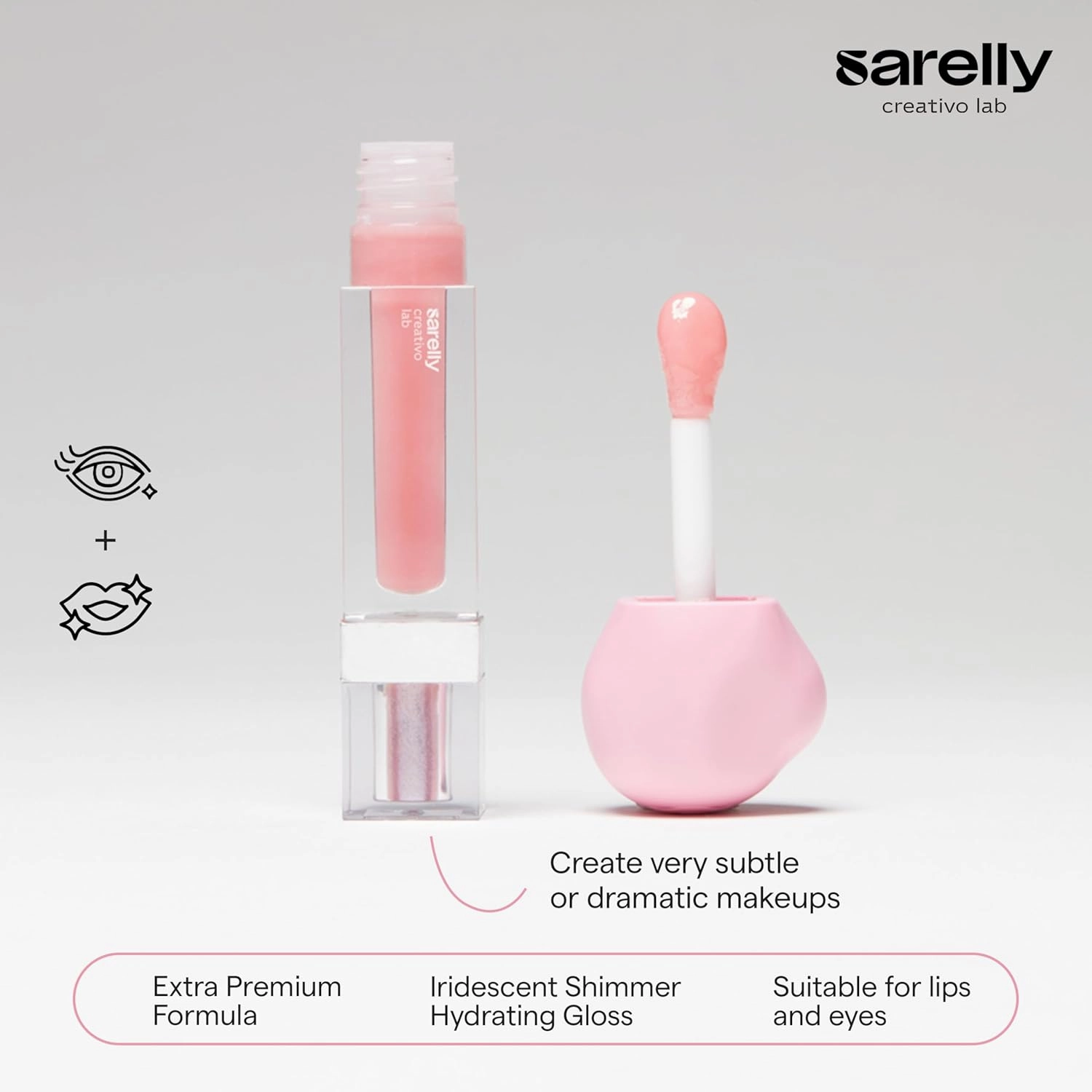 SARELLY CREATIVO LAB | Makeup Set Clear Lip Gloss   Shimmer and Shine | Beauty Vegan Skincare Make Up - Trending Lip Makeup | Lychee Mojito & Dazzling flakes