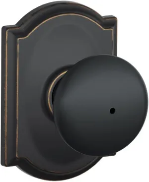SCHLAGE F40 PLY 716 CAM Camelot Collection Plymouth Privacy Knob, Aged Bronze