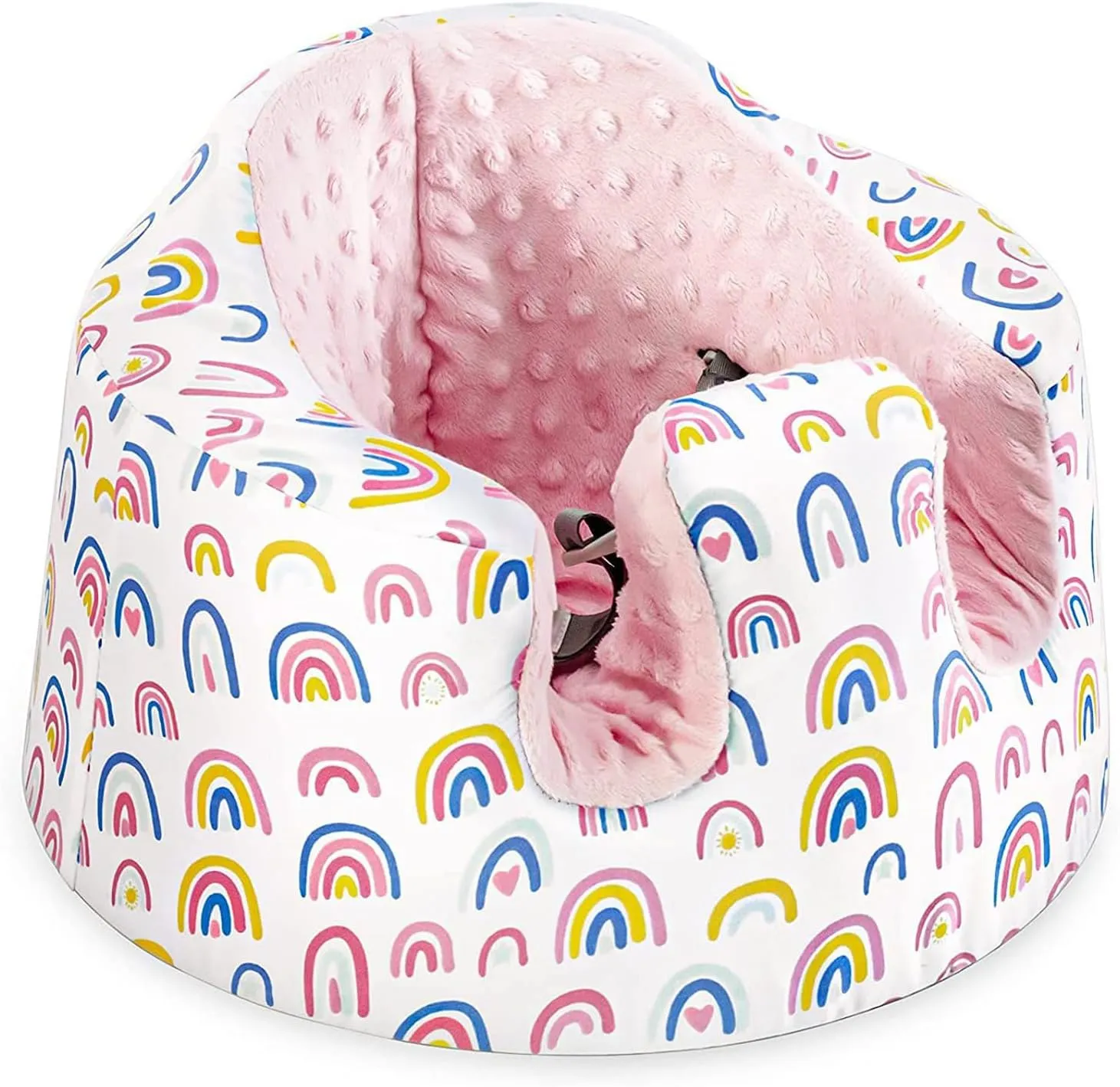 Seat Cover Compatible Baby Seat, Breathable Floor Seat Cover for Girl Boy, Breathable Comfortable Seat Cover, Children Chair Protector, Easy to Install & Remove (Pink Rainbow Plus Velvet)
