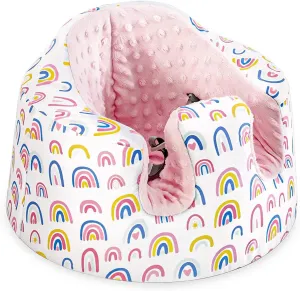 Seat Cover Compatible Baby Seat, Breathable Floor Seat Cover for Girl Boy, Breathable Comfortable Seat Cover, Children Chair Protector, Easy to Install & Remove (Pink Rainbow Plus Velvet)