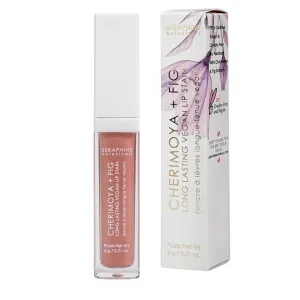 Seraphine Botanicals Long Lasting Vegan Lip Stain with Cherimoya & Fig Extracts - Lustrous Liquid Lipstick Intense Color Pigment High Impact Makeup Lip Cream Color Stick Balm for Women (Chantilly)