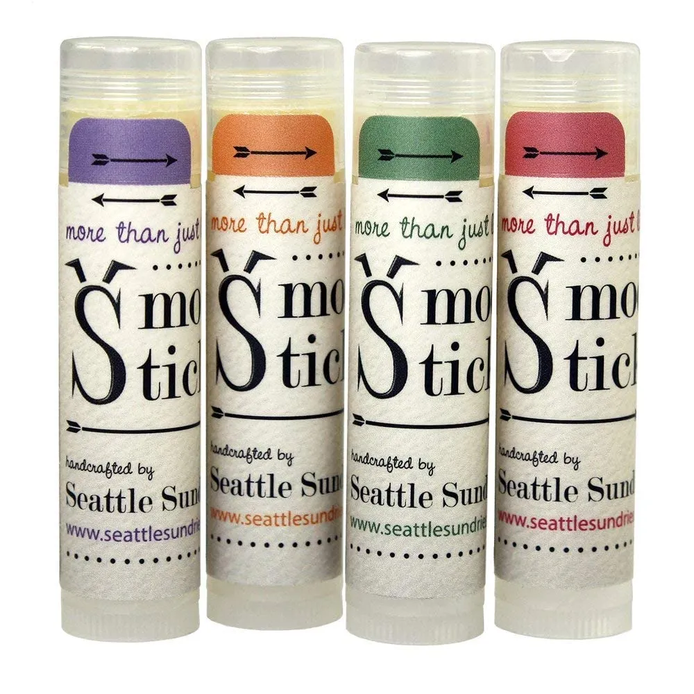 Smooch Stick All Natural Lip Balm Set for Women, Men & Kids with Beeswax & Shea Butter - Fruit, Floral, Herbal Flavors Variety Pack - Small Gift Idea