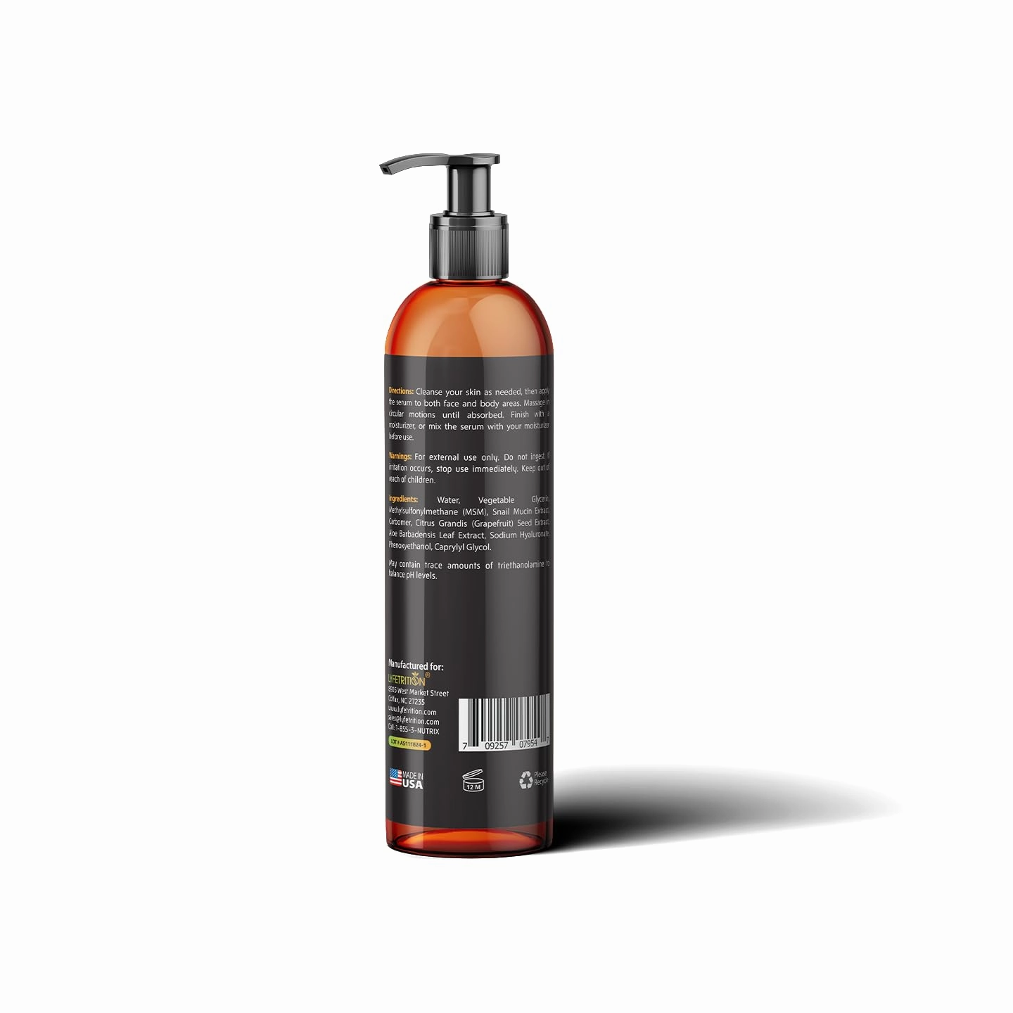 Snail Mucin 98% Power Repairing Serum with Hyaluronic Acid & Aloe Vera, Skin Repair Serum, Moisturizing Serum Essence for Soothing, Reducing Fine Lines Deep Nourishing (12 Fl Oz)