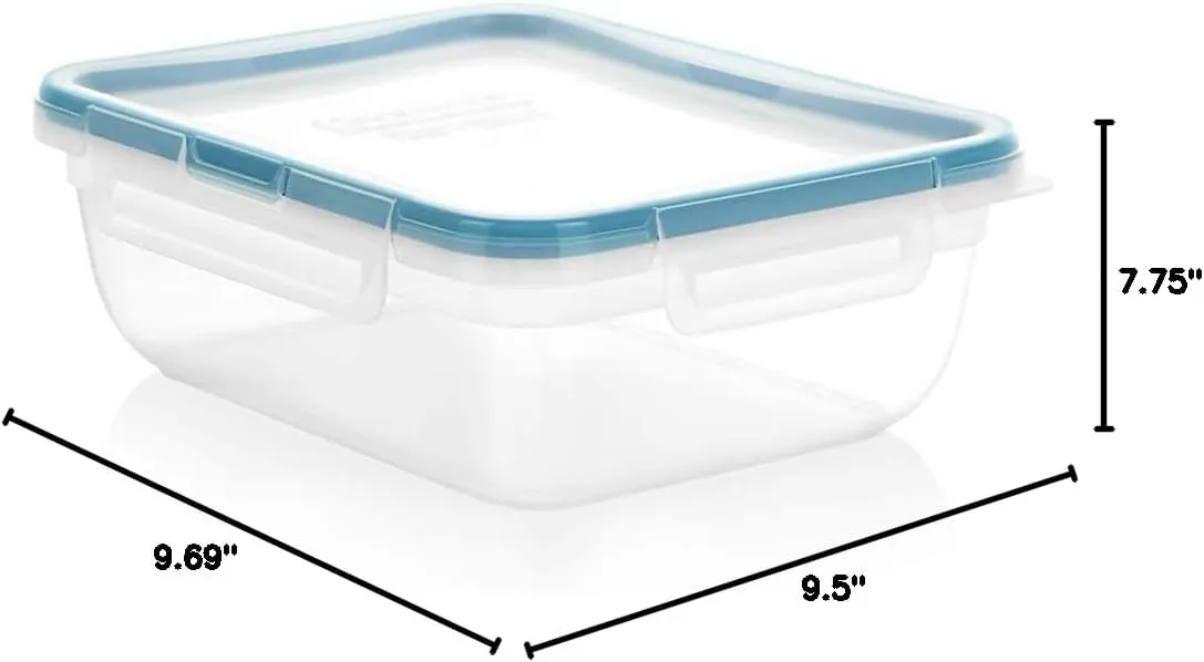 Snapware Total Solution 3-Pack (8.5-Cup) Plastic Food Storage Containers Set, Leakproof & Airtight Locking Lids Rectangular Tupperware, Non-Toxic BPA-Free Lids, Microwave Dishwasher Freezer Safe