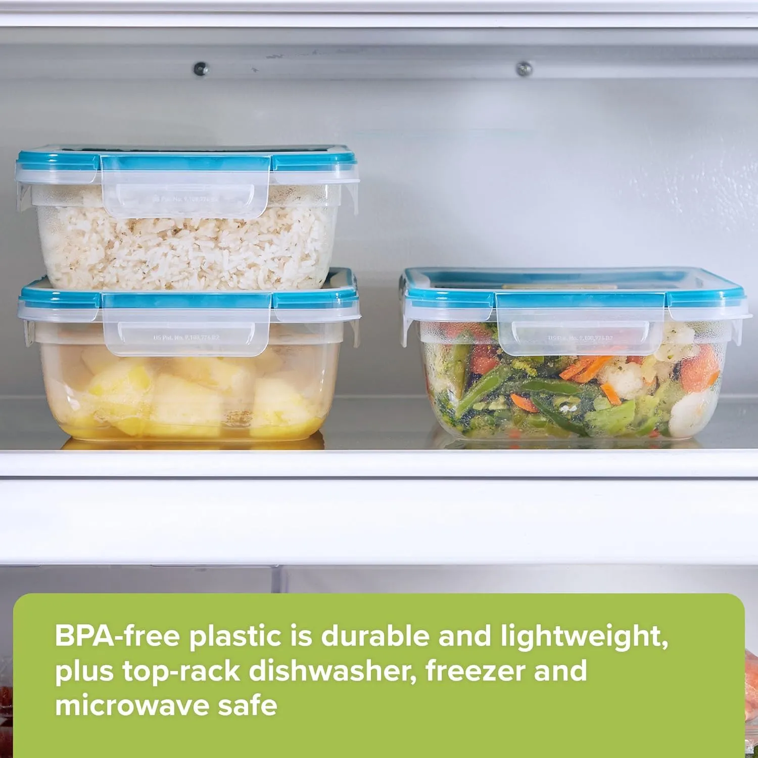 Snapware Total Solution 3-Pack (8.5-Cup) Plastic Food Storage Containers Set, Leakproof & Airtight Locking Lids Rectangular Tupperware, Non-Toxic BPA-Free Lids, Microwave Dishwasher Freezer Safe