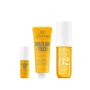 SOL DE JANEIRO Purse Essentials Bundle | Brazilian Kiss Lip Butter, Brazilian Touch Hand Cream and Cheirosa 62 Perfume Mist 3.0 fl oz.