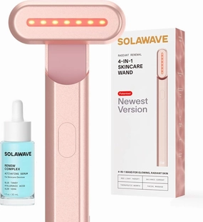 Solawave 4-in-1 Radiant Renewal Red Light Therapy Wand & Renew Complex Activation Serum | Beauty Device for Face & Neck | Serum Boosts Anti-Aging Effects, Reduces Wrinkles, Dark Circles & Puffiness