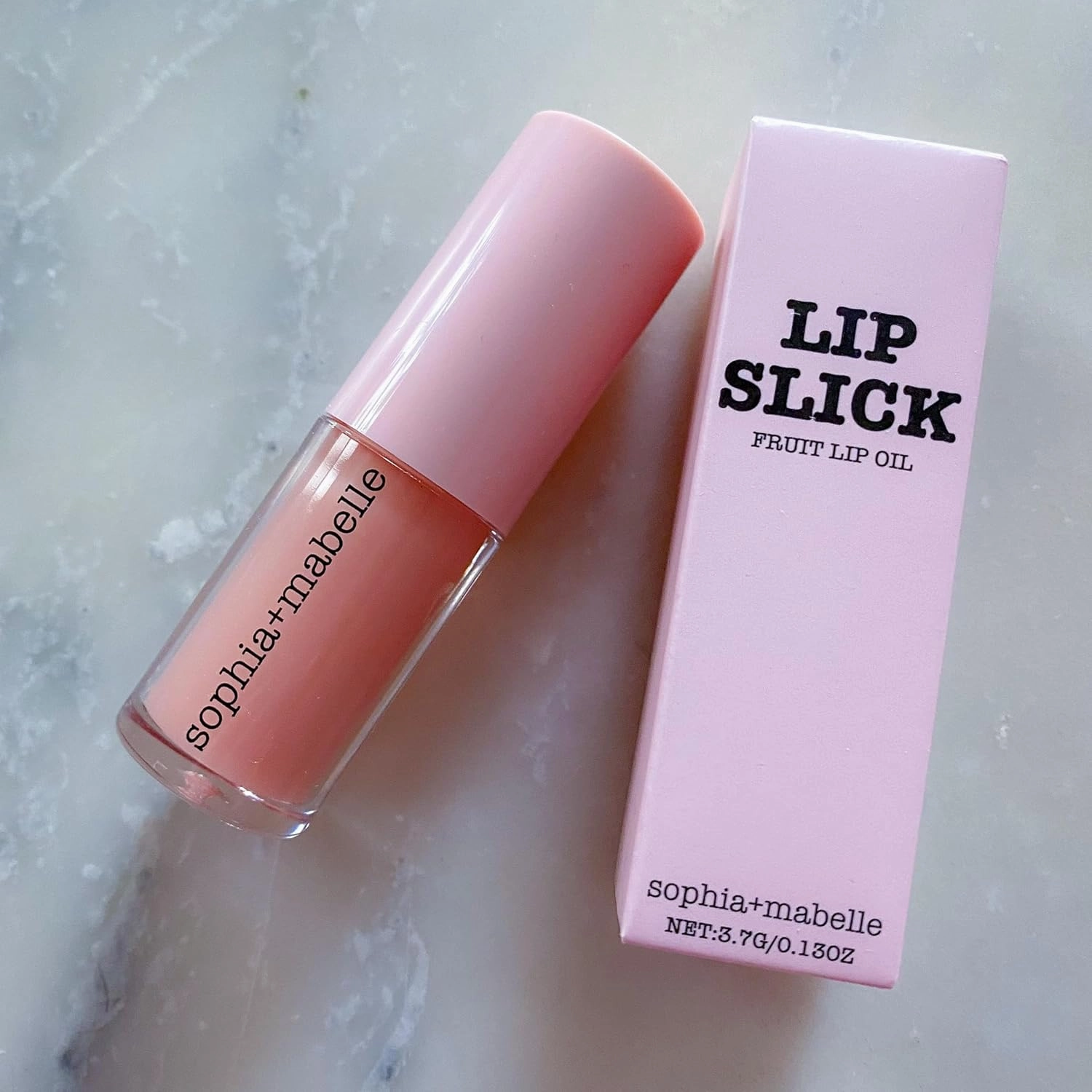 Sophia   Mabelle Hydrating Fruit Lip Oil – Lightweight, Non-Sticky, Tinted Gloss Oil – Nourishing, High-Shine, Flavored Lip Treatment – Yuzu, Lychee, Mango – 3.7g (Yuzu (Nude), Standard)