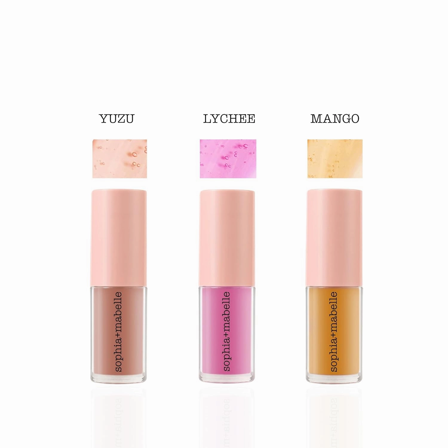 Sophia   Mabelle Hydrating Fruit Lip Oil – Lightweight, Non-Sticky, Tinted Gloss Oil – Nourishing, High-Shine, Flavored Lip Treatment – Yuzu, Lychee, Mango – 3.7g (Yuzu (Nude), Standard)