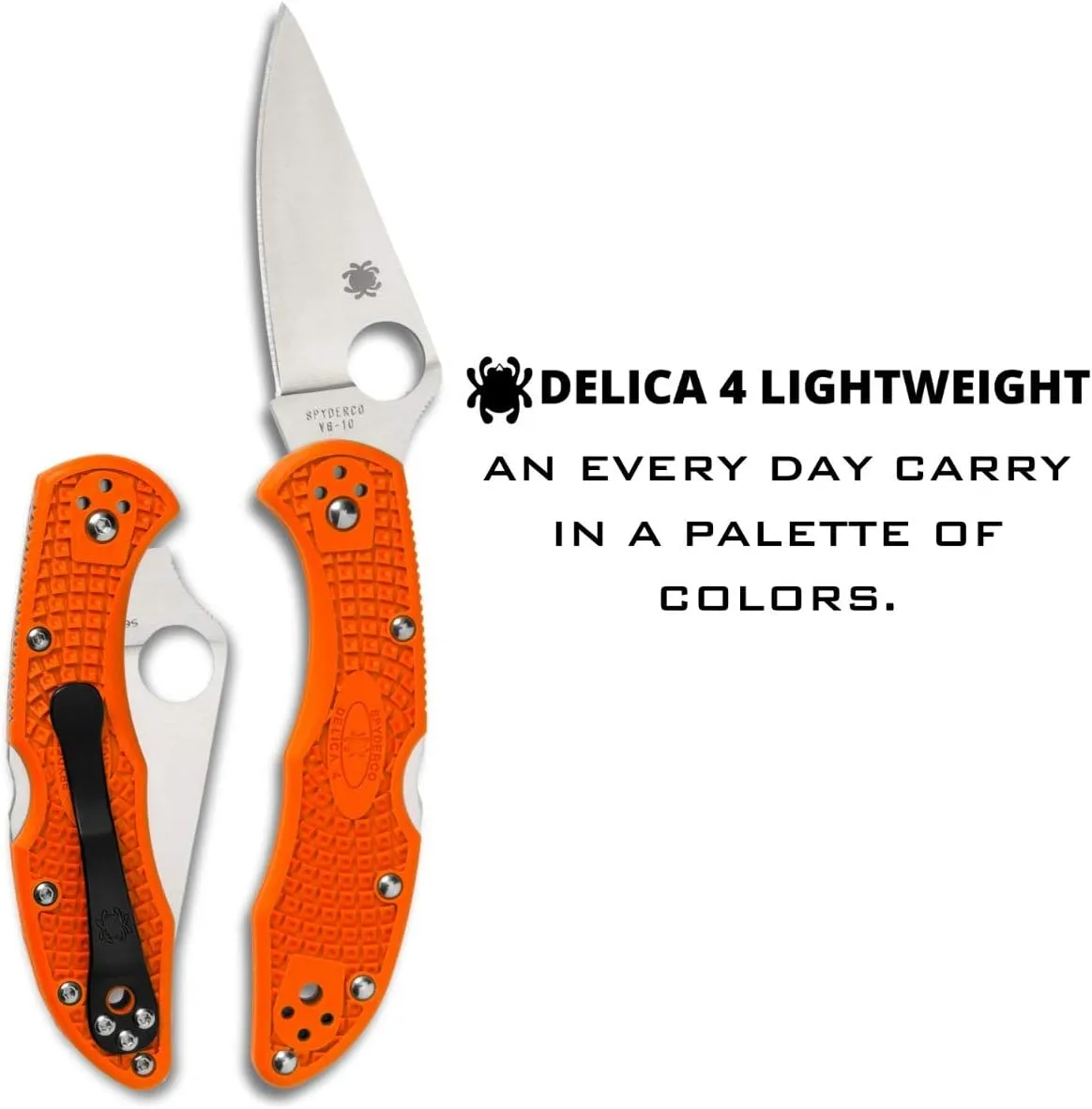 Spyderco Delica 4 Lightweight 7.15" Signature Folding Knife with 2.90" Flat-Ground Steel Blade and High-Strength FRN Handle - PlainEdge Grind