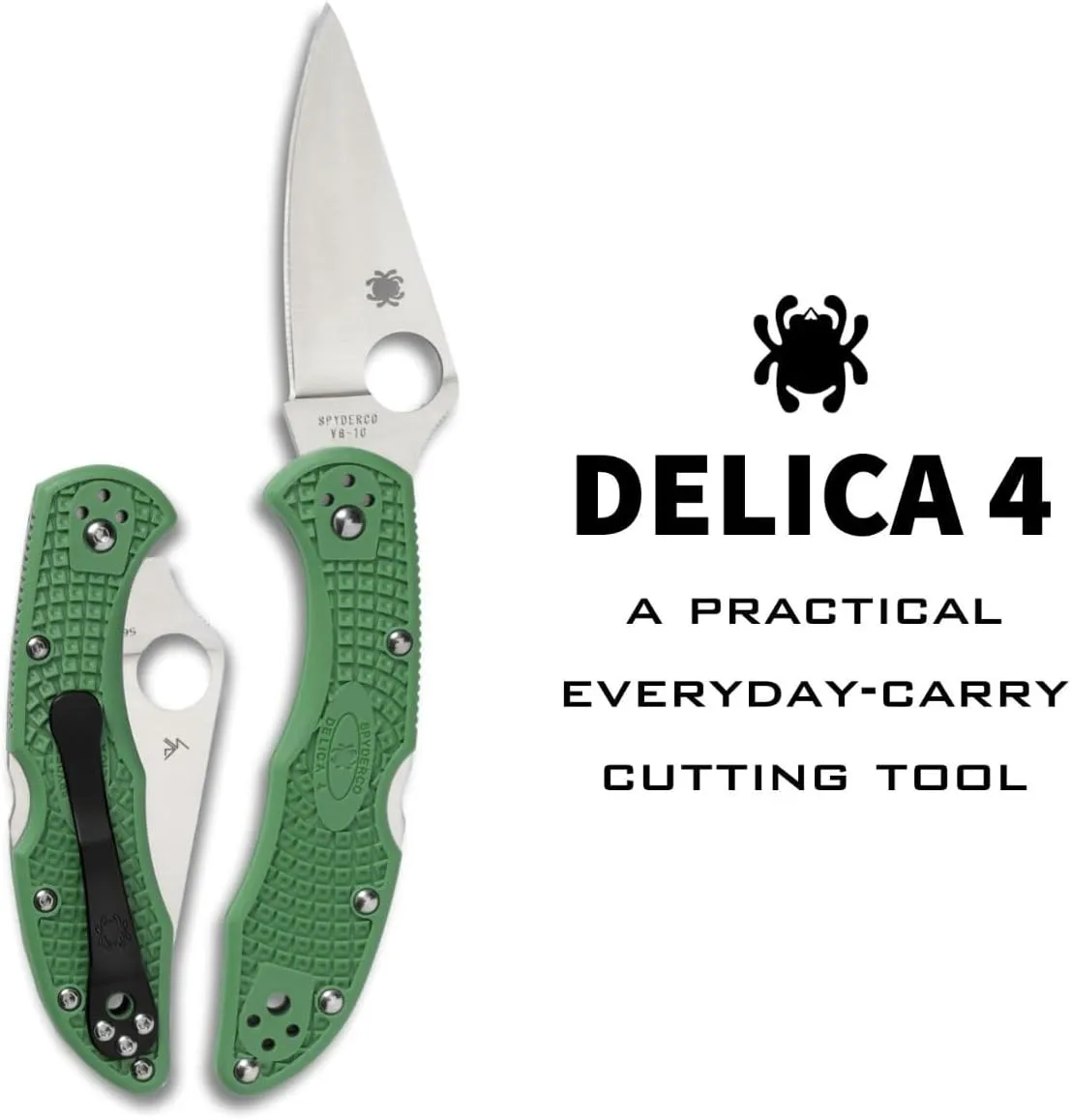 Spyderco Delica 4 Lightweight 7.15" Signature Folding Knife with 2.90" Flat-Ground Steel Blade and High-Strength FRN Handle - PlainEdge Grind