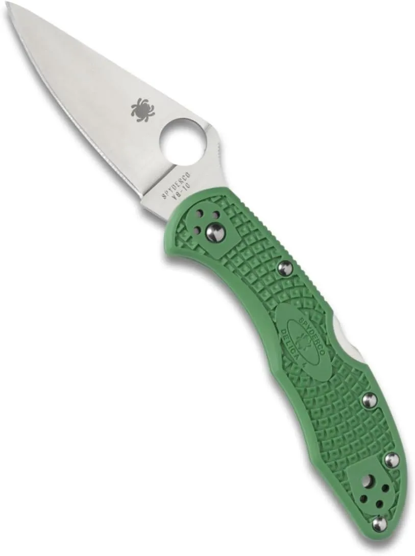 Spyderco Delica 4 Lightweight 7.15" Signature Folding Knife with 2.90" Flat-Ground Steel Blade and High-Strength FRN Handle - PlainEdge Grind