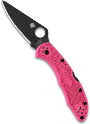 Spyderco Delica 4 Lightweight Knife with CPM S30V Premium Black Steel Blade and Brilliant Pink FRN Handle - PlainEdge - C11FPPNS30V