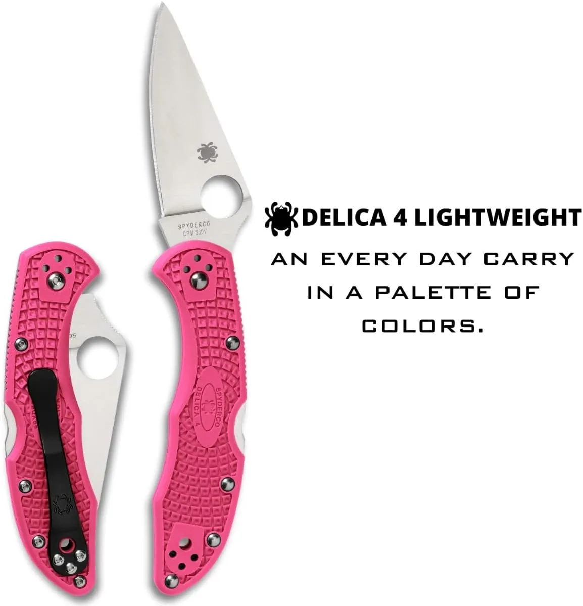 Spyderco Delica 4 Lightweight Knife with CPM S30V Premium Stainless Steel Blade and Brilliant Pink FRN Handle - PlainEdge - C11FPPNS30V