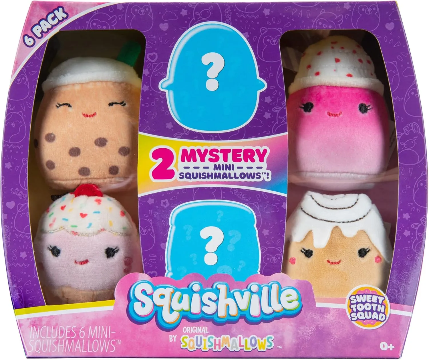 Squishville by Original Squishmallows Sweet Tooth Squad Plush - 2-Inch Bernice, Chanel, Cinnamon, Carmelita, Maya & Clara Plush - Toys for Kids