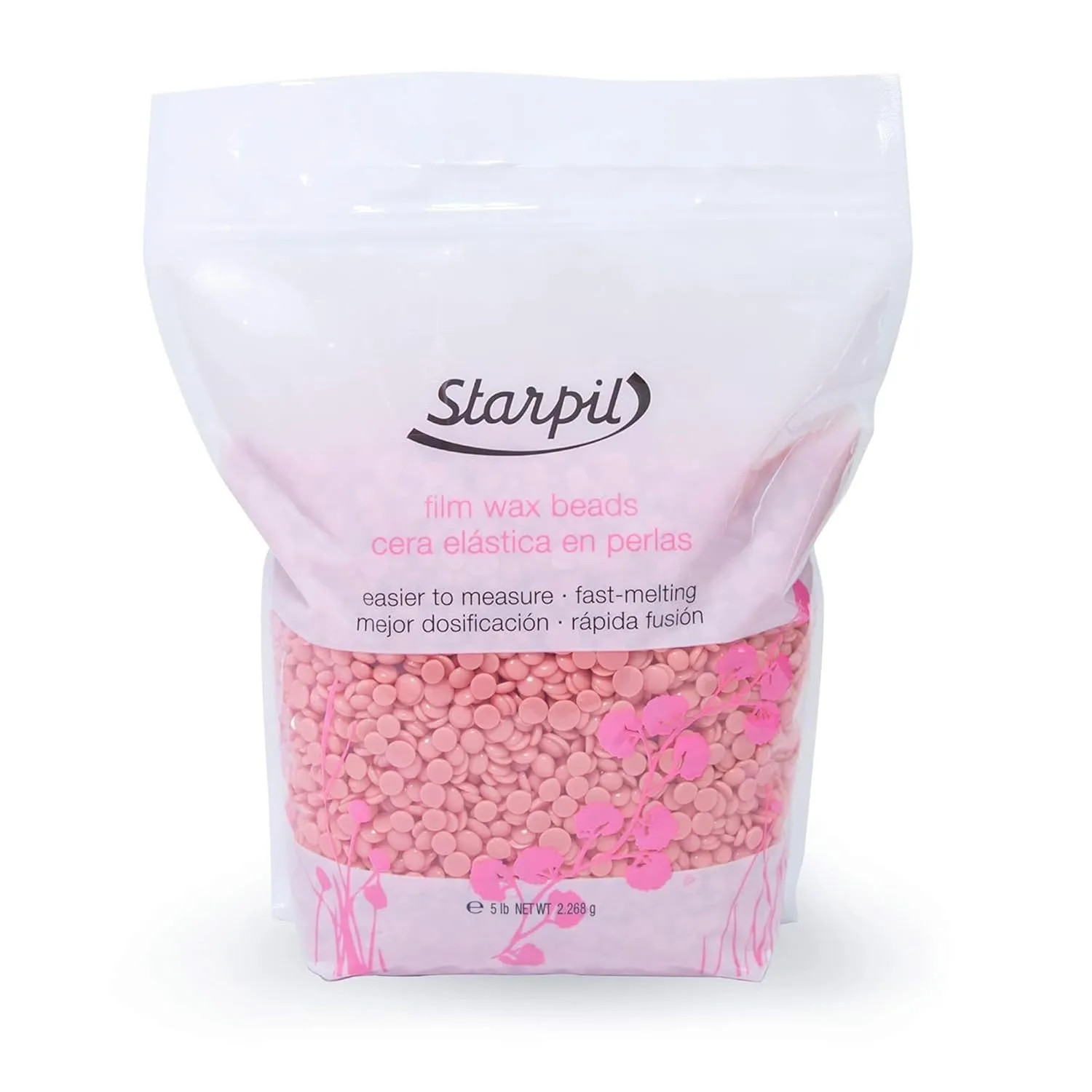Starpil Wax 2268g / 5 lb Pink Hard Wax Beads for Painless Hair Removal, Stripless Wax Beads, Polymer Blend Low Temperature Wax for Face, Bikini, Brazilian, Legs, Underarm, Back and Chest.