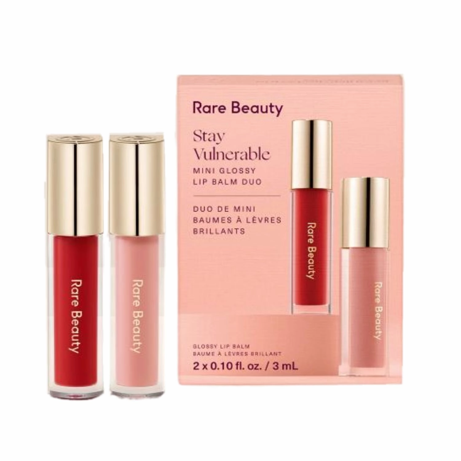 Stay Vulnerable Mini Glossy Lip Balm Duo - Nearly Petal and Nearly Scarlet - Travel Size