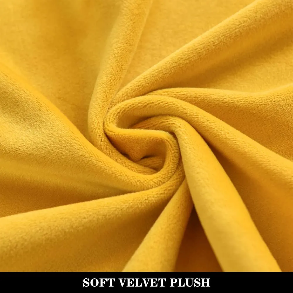 Stretch Tub Chair Covers, 2-Piece Club Chair Slipcover with Cushion Cover Soft Velvet Armchair Cover Furniture Protector for Living Room (Yellow)
