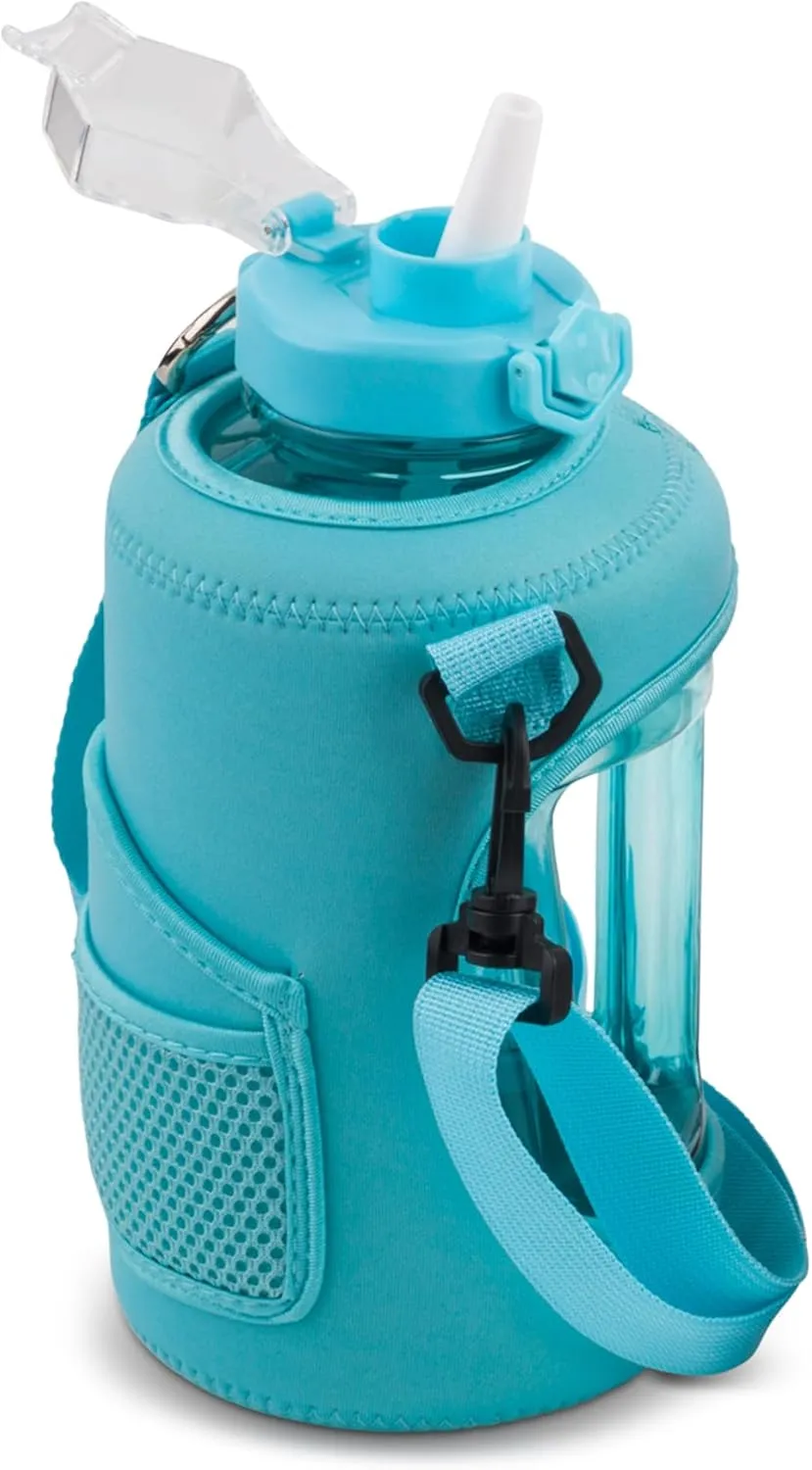 Studio Sport Jug with Neopreme Sleave, Easy-Carry Strap, and Leak-proof Straw Lid - 54 Oz - Riviera