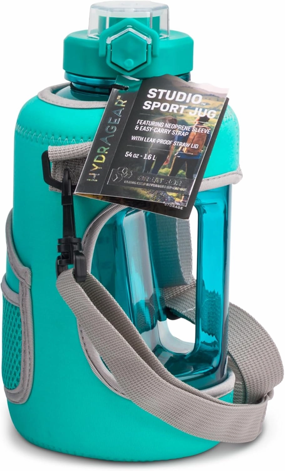 Studio Sport Jug with Neopreme Sleave, Easy-Carry Strap, and Leak-proof Straw Lid - 54 Oz - Chase