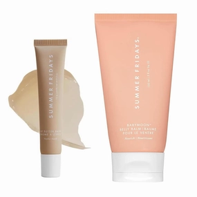 Summer Fridays - Lip Butter Balm Shea Mask for Instant Shine and Hydration (.5 Oz)   Babymoon Belly Balm - Nourishing Cream for Stretch Marks & Dry Skin (5 Fl Oz) - Mother Skincare Gift Set