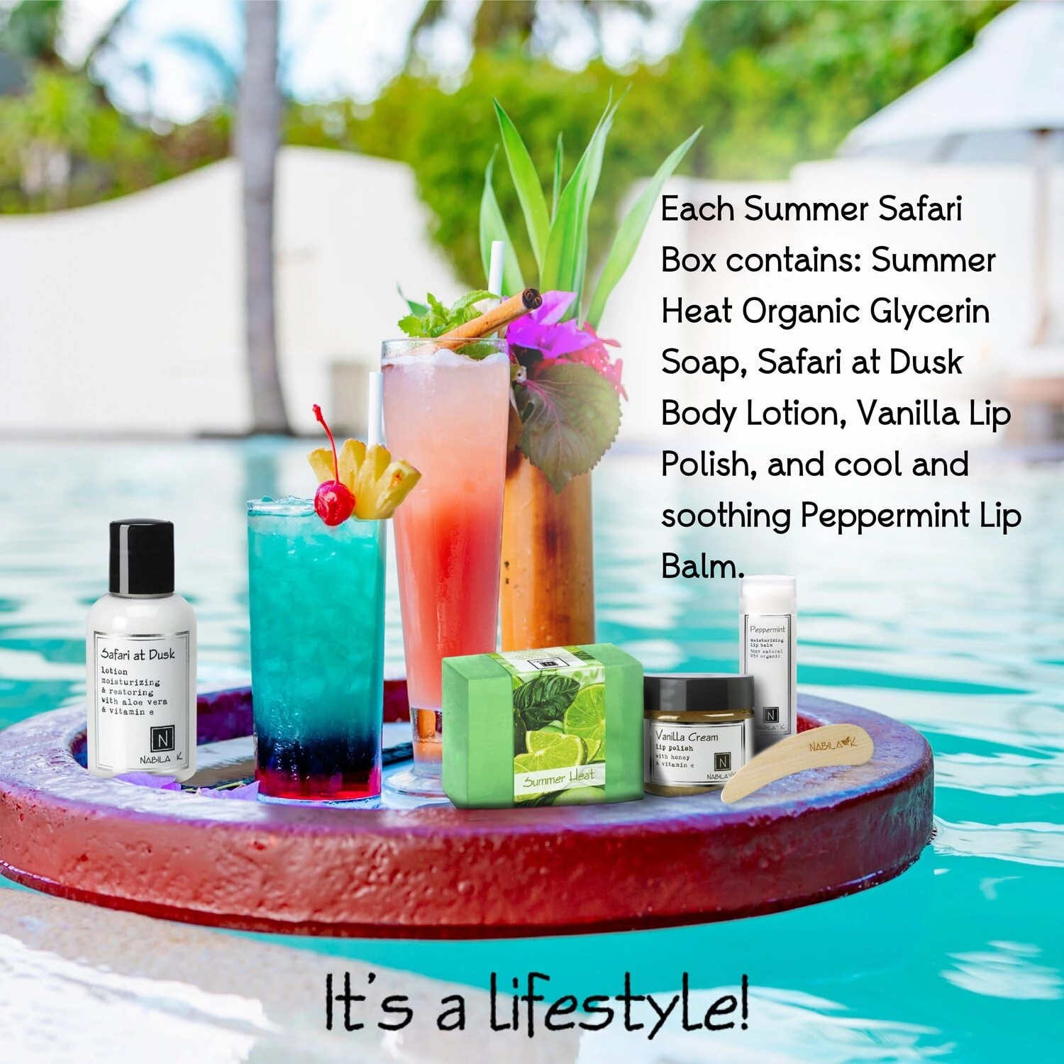 Summer Safari Gift Set – Includes Summer Heat Soap, Safari at Dusk Body Lotion, Vanilla Cream Lip Polish & Peppermint Lip Balm – Luxury Bath & Body Kit for Women & Men – Ready-to-Gift Spa Box