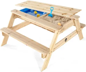 Surfside Wooden Sand and Water Picnic Table - Sensory Table Activity for Kids, Toddler Summer Outdoor Toys, Sturdy Sandbox with Removable Lid, Easy to Clean, Backyard Games for Kids, 2  Years Up