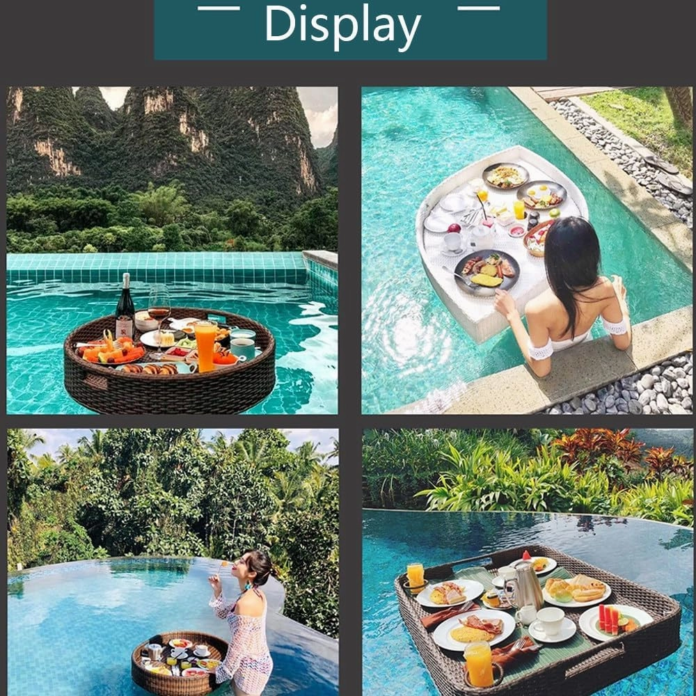 Swimming Pool Floating Breakfast Tray Hotel Water Basket Open-Air Afternoon Tea Dinner Plate for Breakfast Tea Tray Party Wedding Photography