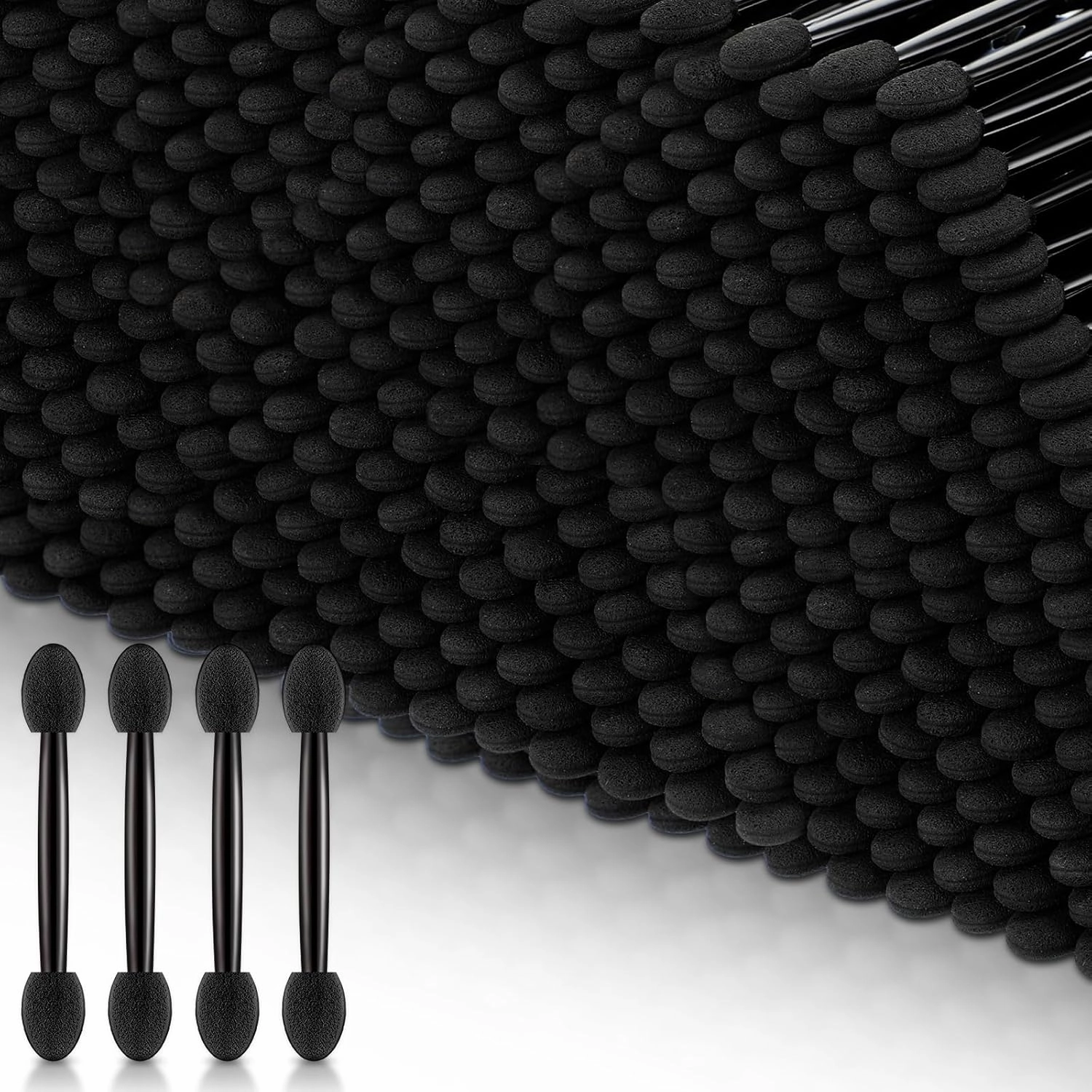 Tanlade 500 Pcs Eyeshadow Applicators Disposable Eye Makeup Brushes Eyeshadow Double Sided Sponge Brushes for Women Lady Girls(2.95 Inch,Black)