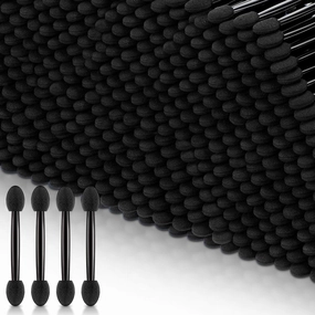 Tanlade 500 Pcs Eyeshadow Applicators Disposable Eye Makeup Brushes Eyeshadow Double Sided Sponge Brushes for Women Lady Girls(2.95 Inch,Black)