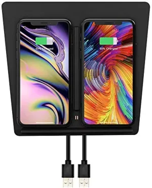 TAPTES Wireless Charger for Tesla Model 3 2017 2018 2019 2020, Dual Phone Charging Pad for Tesla Model 3 Accessories, Car Center Console Interior, Compatible with iPhone & Smartphones, Black
