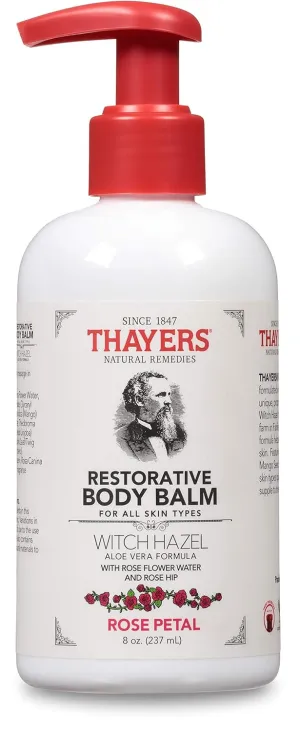THAYERS Rose Petal Restorative Body Balm, Moisturizing Body Lotion, 8 Oz
