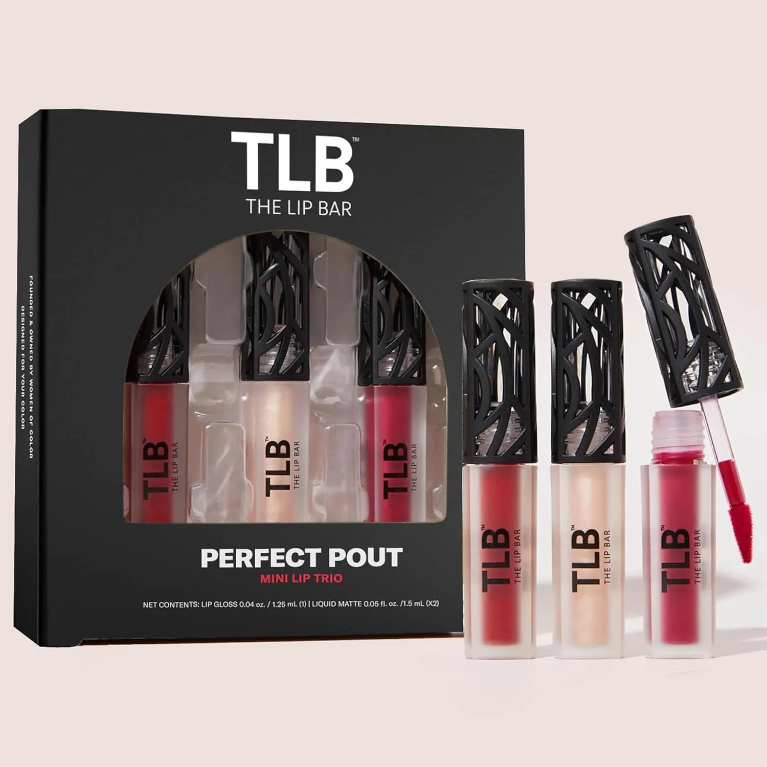 The Lip Bar - Perfect Pout Mini Lip Trio Gift Set (3 Products) - Nonstop Liquid Matte Lipstick & Non-Sticky Lip Gloss - Travel Size - Gift Box - Vegan, Gluten Free, Cruelty Free - Makeup & Cosmetics